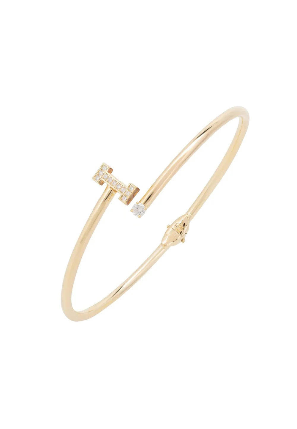 Diamond Initial Hinge Bangle