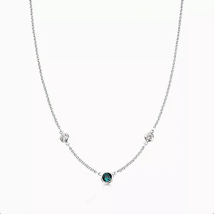 Emerald & Diamond Station Necklace