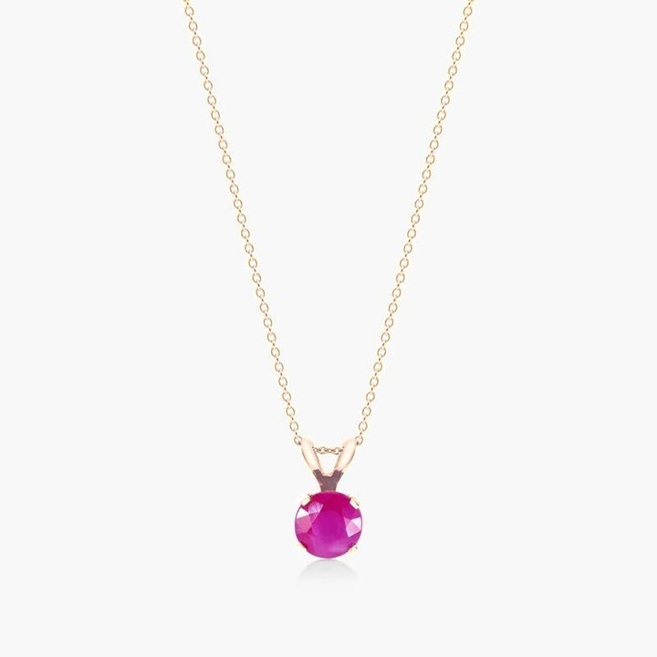 Pinkish Ruby Solitaire Necklace