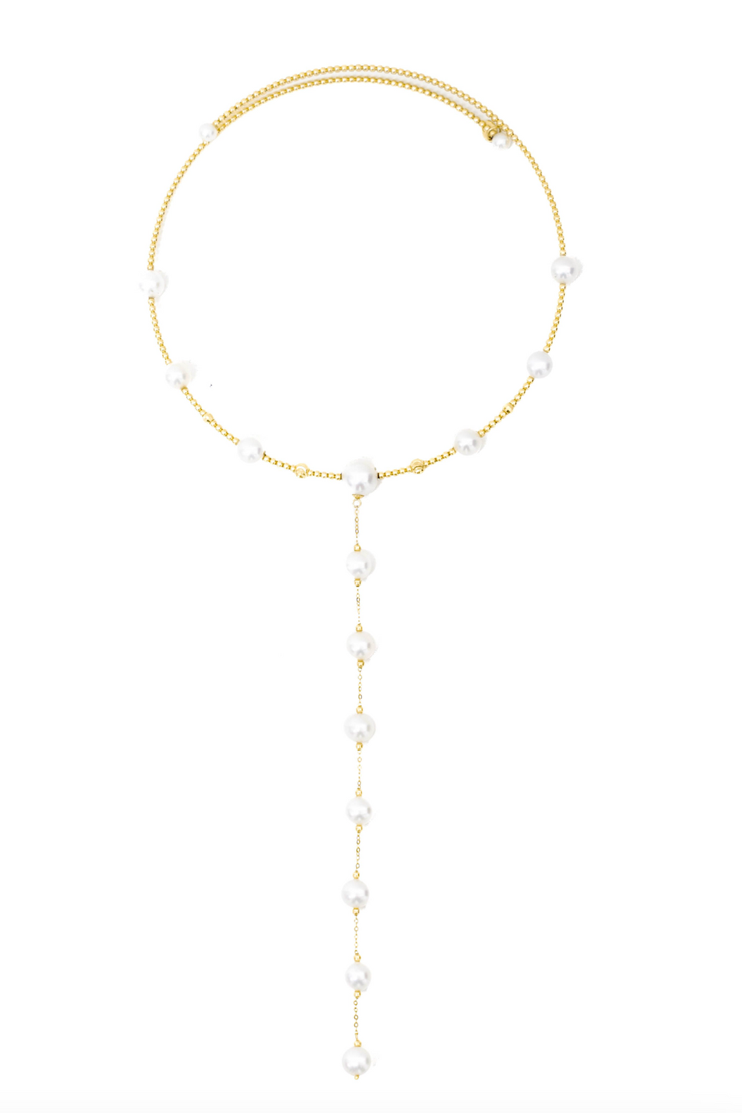Beaded Pearl Lariat Choker