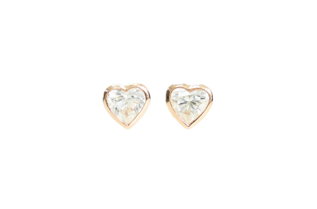 Diamond Heart Bezel Studs