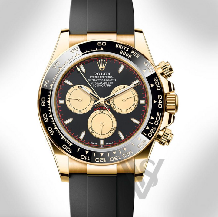 Brand New Rolex "Paul Newman" Daytona Yelllow Gold Black Index Dial Oysterflex