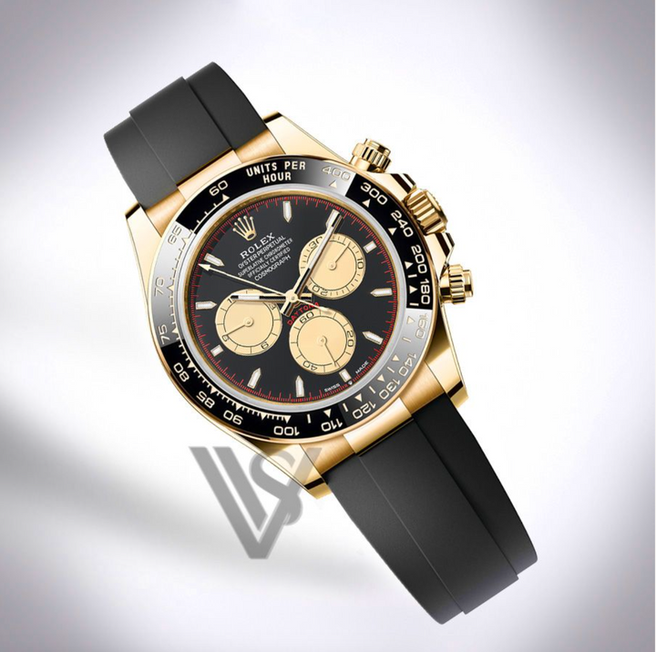 Brand New Rolex "Paul Newman" Daytona Yelllow Gold Black Index Dial Oysterflex