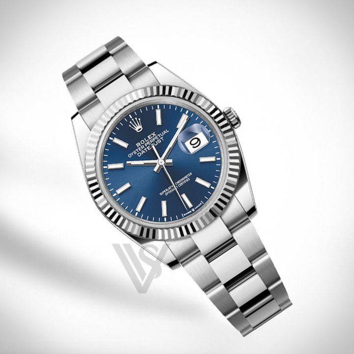 Brand New Rolex Datejust 41mm Blue Index Dial Fluted Bezel Stainless Steel Oyster Bracelet