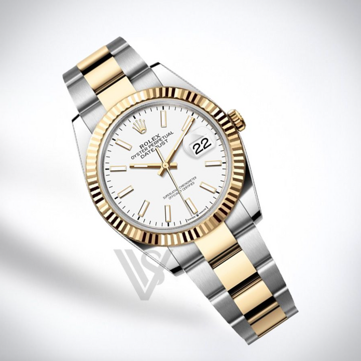 Brand New Rolex Datejust 41mm White Index Dial 18K Yellow Gold & Stainless Steel Oyster Bracelet