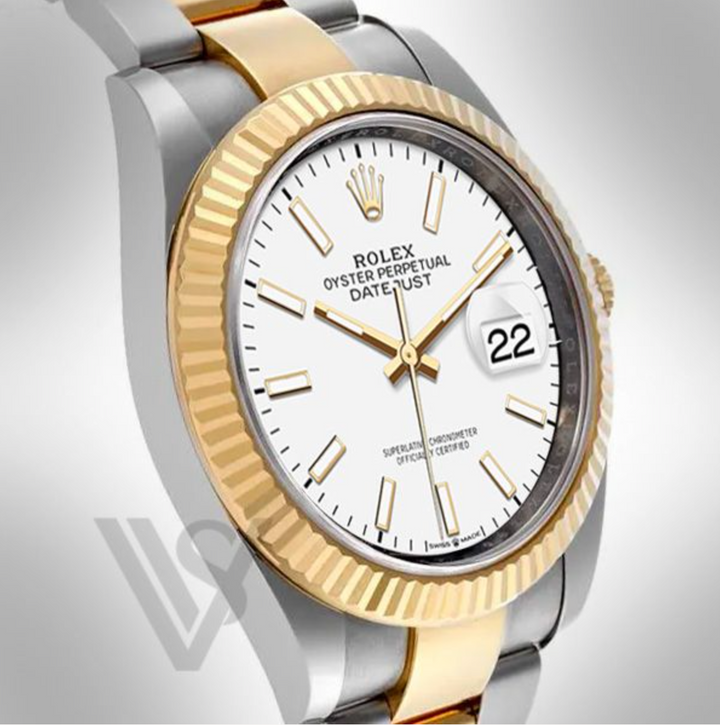 Brand New Rolex Datejust 41mm White Index Dial 18K Yellow Gold & Stainless Steel Oyster Bracelet