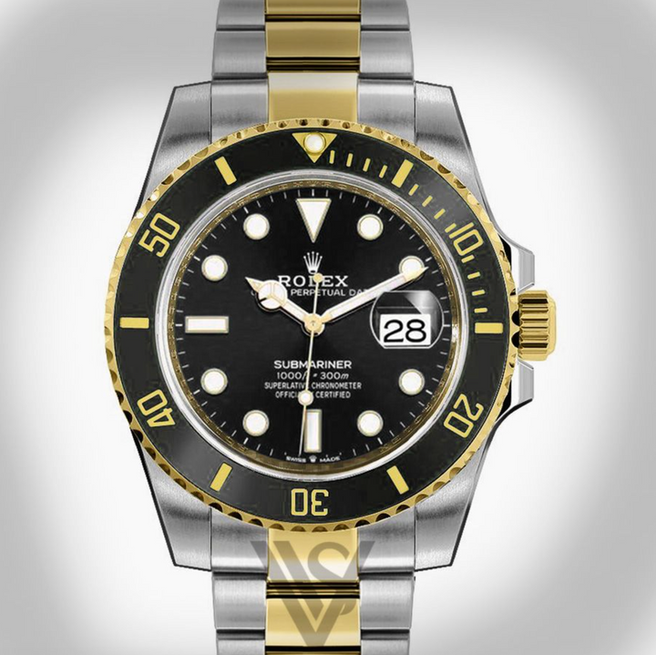 Brand New Rolex - Submariner - Black Dial Date Watch 18K Two-Tone Stainless Steel Bracelet