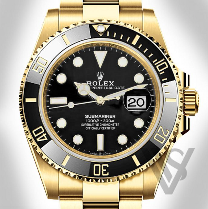 Brand New Rolex - Submariner - Black Dial - 18K Yellow Gold Bracelet