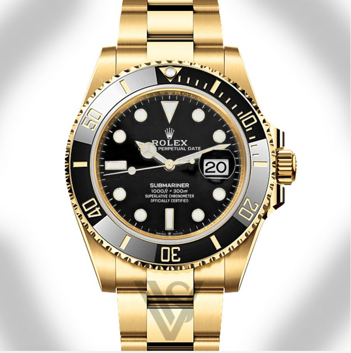 Brand New Rolex - Submariner - Black Dial - 18K Yellow Gold Bracelet
