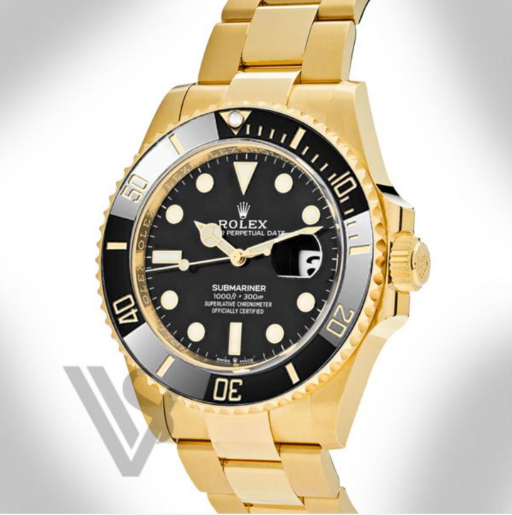Brand New Rolex - Submariner - Black Dial - 18K Yellow Gold Bracelet