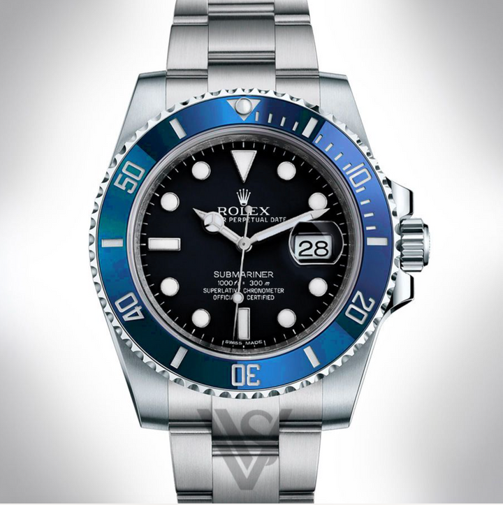 Brand New Rolex White Gold Submariner "Smurf" Watch - Black Dial