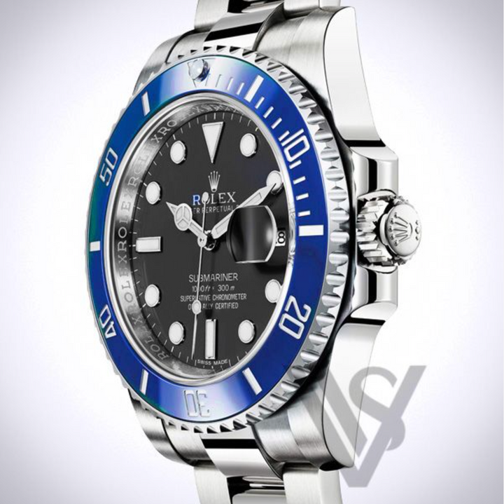 Brand New Rolex White Gold Submariner "Smurf" Watch - Black Dial
