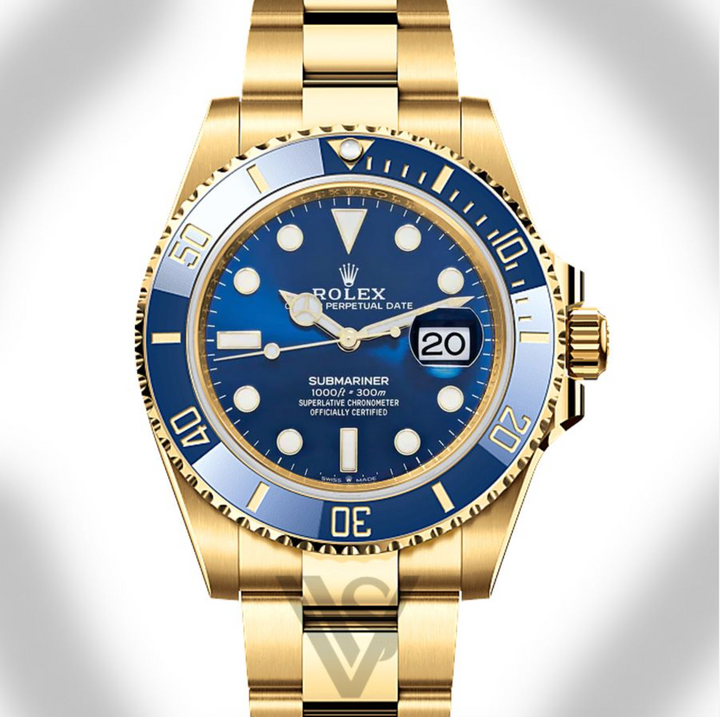 Brand New Rolex - Submariner - Blue Dial Date Watch 18K Yellow Gold Stainless Steel Bracelet