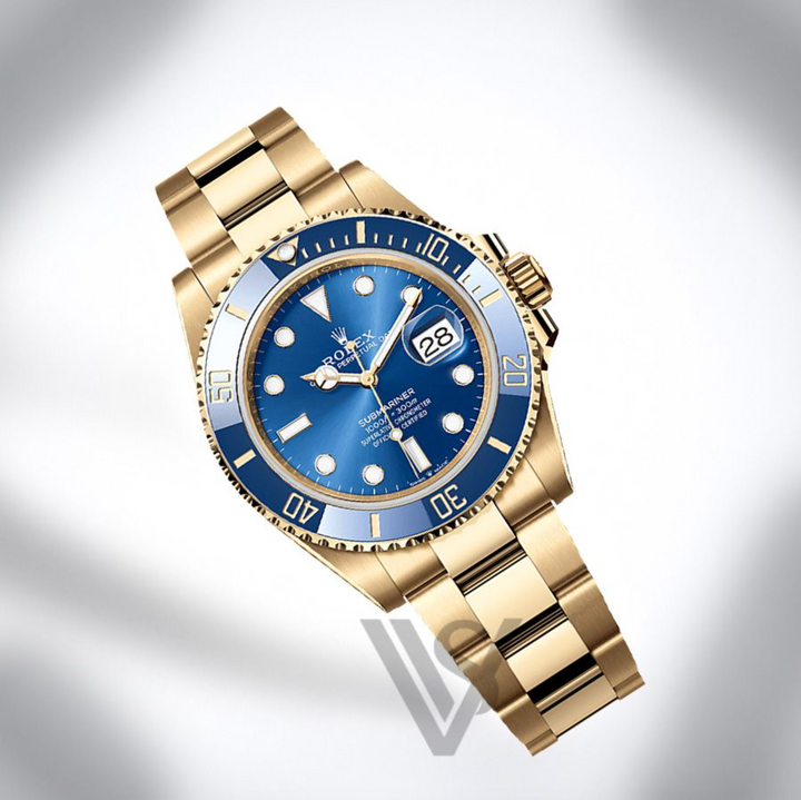 Brand New Rolex - Submariner - Blue Dial Date Watch 18K Yellow Gold Stainless Steel Bracelet