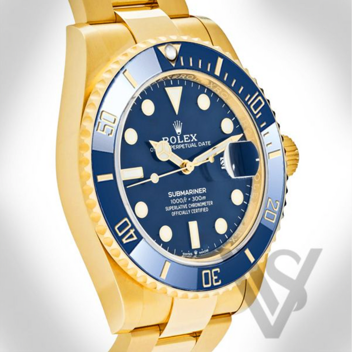 Brand New Rolex - Submariner - Blue Dial Date Watch 18K Yellow Gold Stainless Steel Bracelet