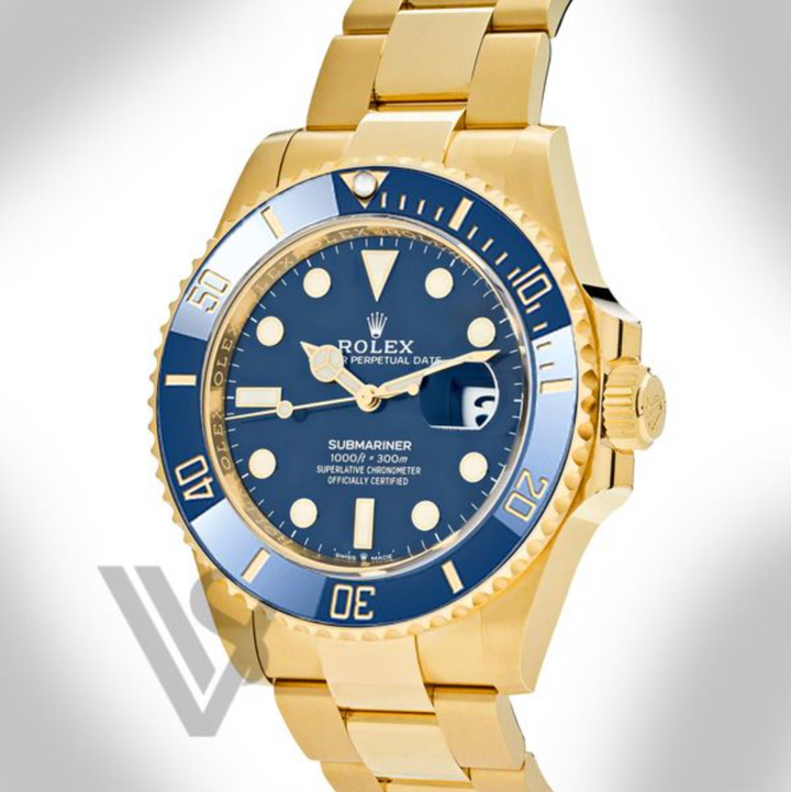 Brand New Rolex - Submariner - Blue Dial Date Watch 18K Yellow Gold Stainless Steel Bracelet