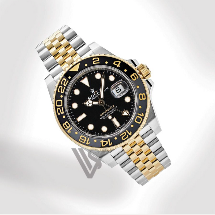 Brand New Rolex Yellow Rolesor GMT Master II - Black Dial - "Zombie" Stainless Steel Jubilee Bracelet