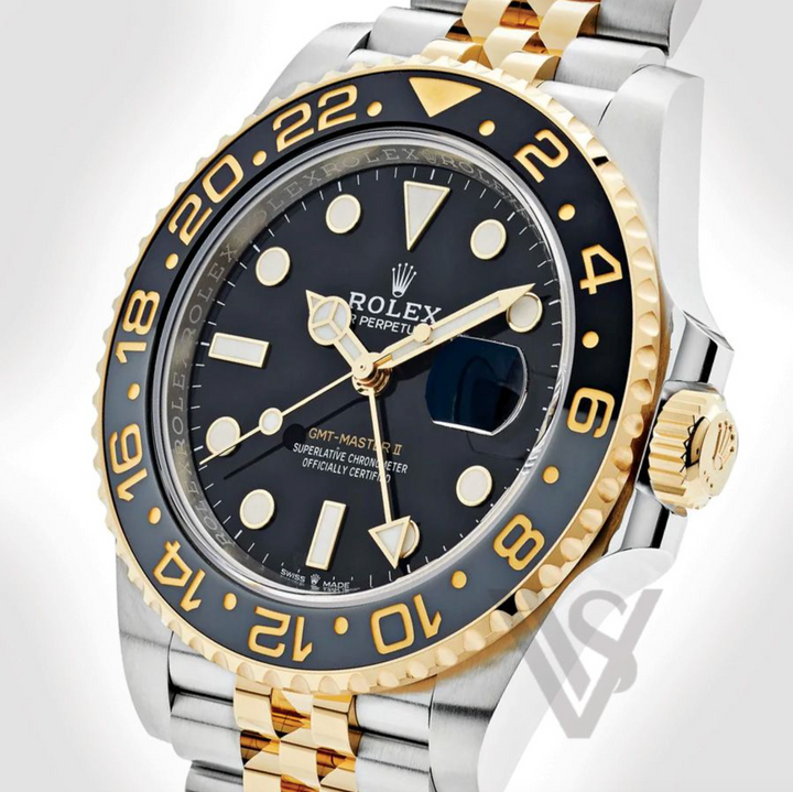 Brand New Rolex Yellow Rolesor GMT Master II - Black Dial - "Zombie" Stainless Steel Jubilee Bracelet