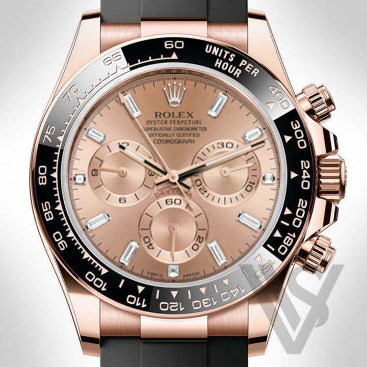 Pre Owned Rolex - Daytona - Sundust Baguette Dial 18K Rose Gold Oysterflex Strap 2023