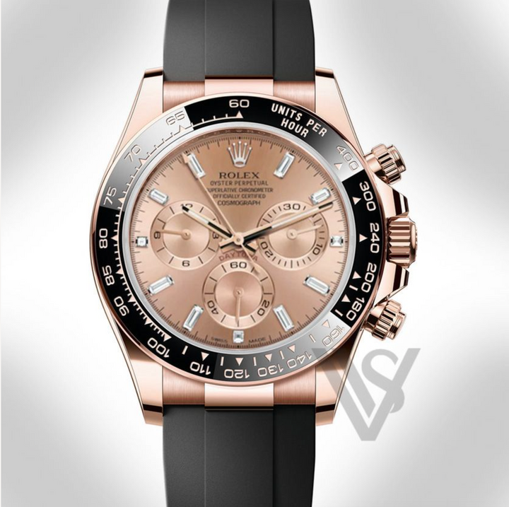 Pre Owned Rolex - Daytona - Sundust Baguette Dial 18K Rose Gold Oysterflex Strap 2023