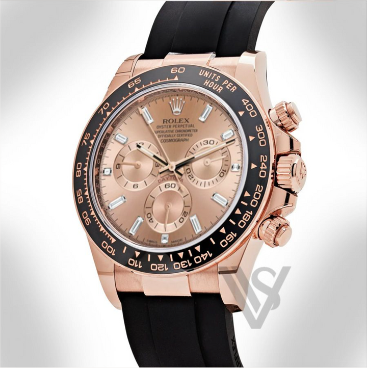 Pre Owned Rolex - Daytona - Sundust Baguette Dial 18K Rose Gold Oysterflex Strap 2023