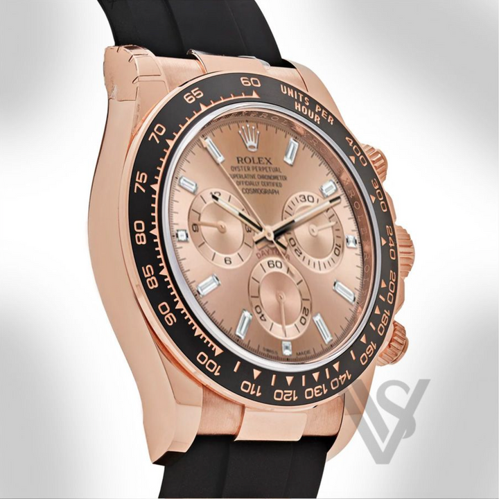 Pre Owned Rolex - Daytona - Sundust Baguette Dial 18K Rose Gold Oysterflex Strap 2023