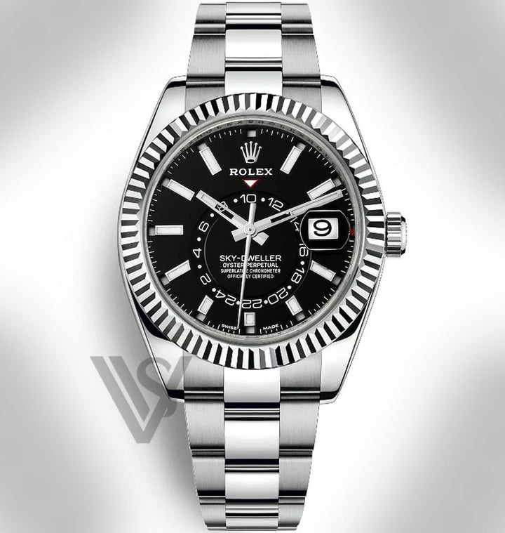 Brand New Rolex - Sky-Dweller - White Rolesor - Black Index Dial  - Oyster Bracelet