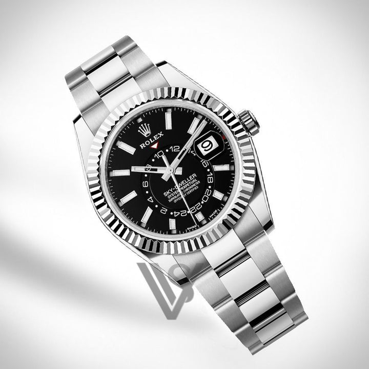 Brand New Rolex - Sky-Dweller - White Rolesor - Black Index Dial  - Oyster Bracelet