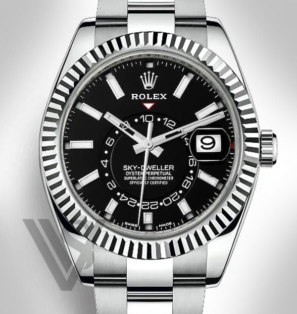 Brand New Rolex - Sky-Dweller - White Rolesor - Black Index Dial  - Oyster Bracelet