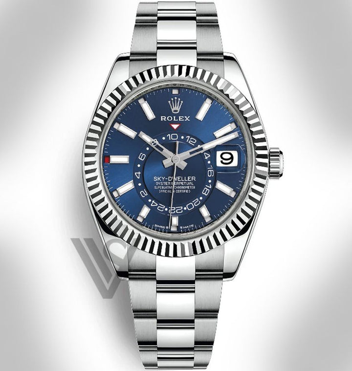 Brand New Rolex - Sky-Dweller - White Rolesor - Blue Index Dial  - Oyster Bracelet