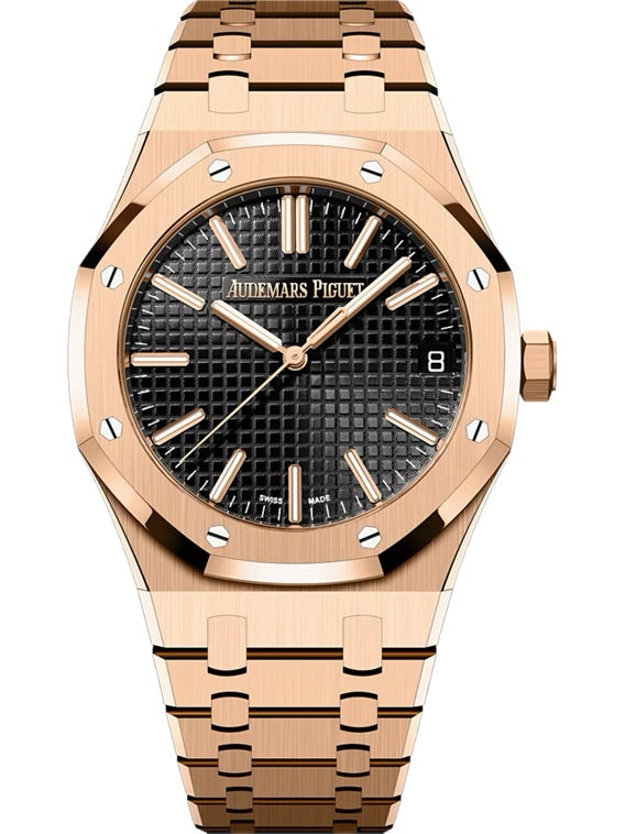Audemars Piguet ROYAL OAK 41MM BLACK DIAL 18K PINK GOLD Ref