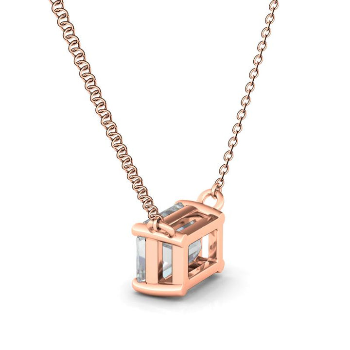 Solitaire Emerald Cut Diamond Necklace