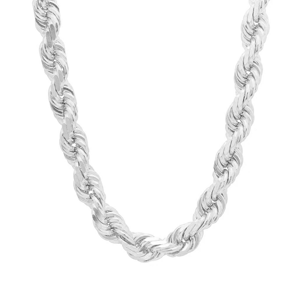 White gold sales rope chain mens