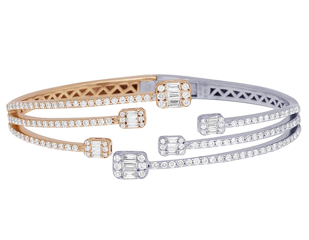 Two-Tone Diamond Baguette Bangle