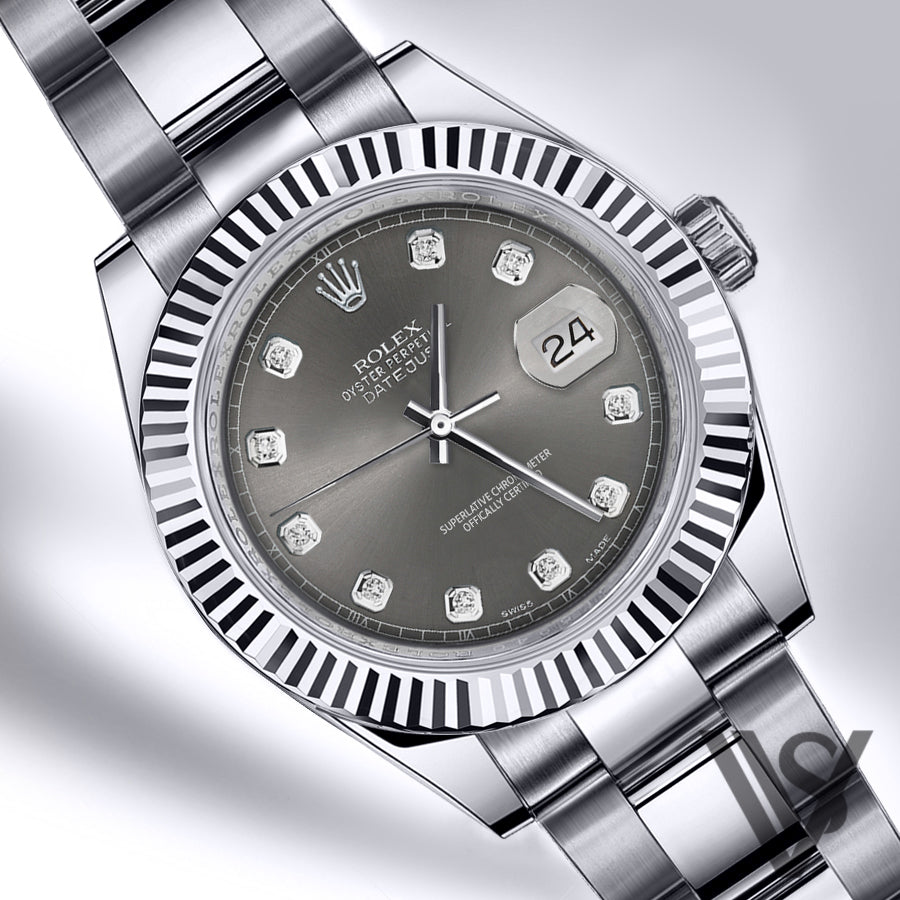 Rolex datejust 41 rhodium hotsell diamond dial