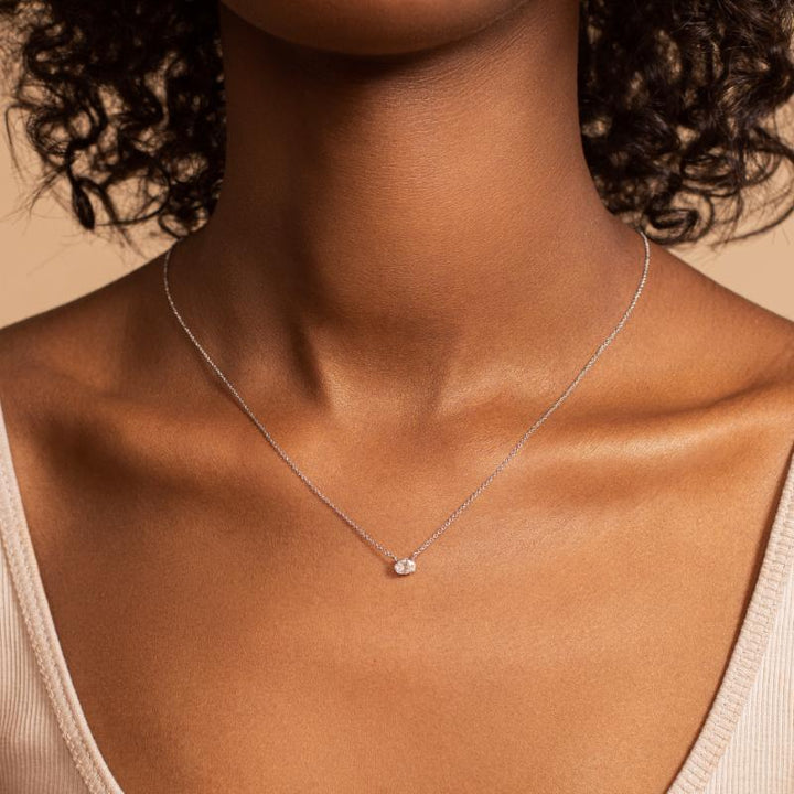 Solitaire Oval Cut Diamond Necklace