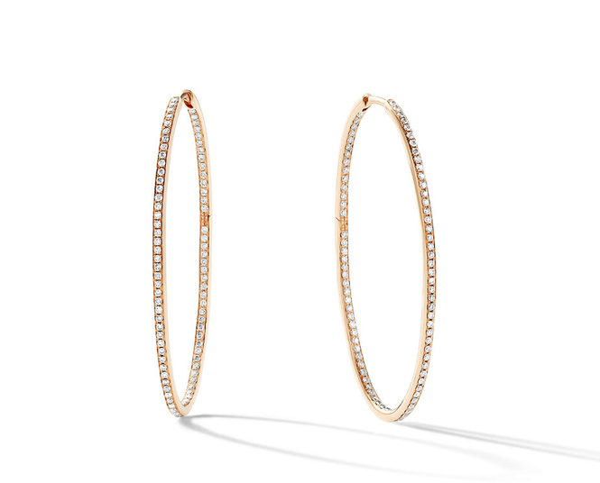 VRAI Pavé Hoops Round Brilliant Earrings | 14K Rose Gold