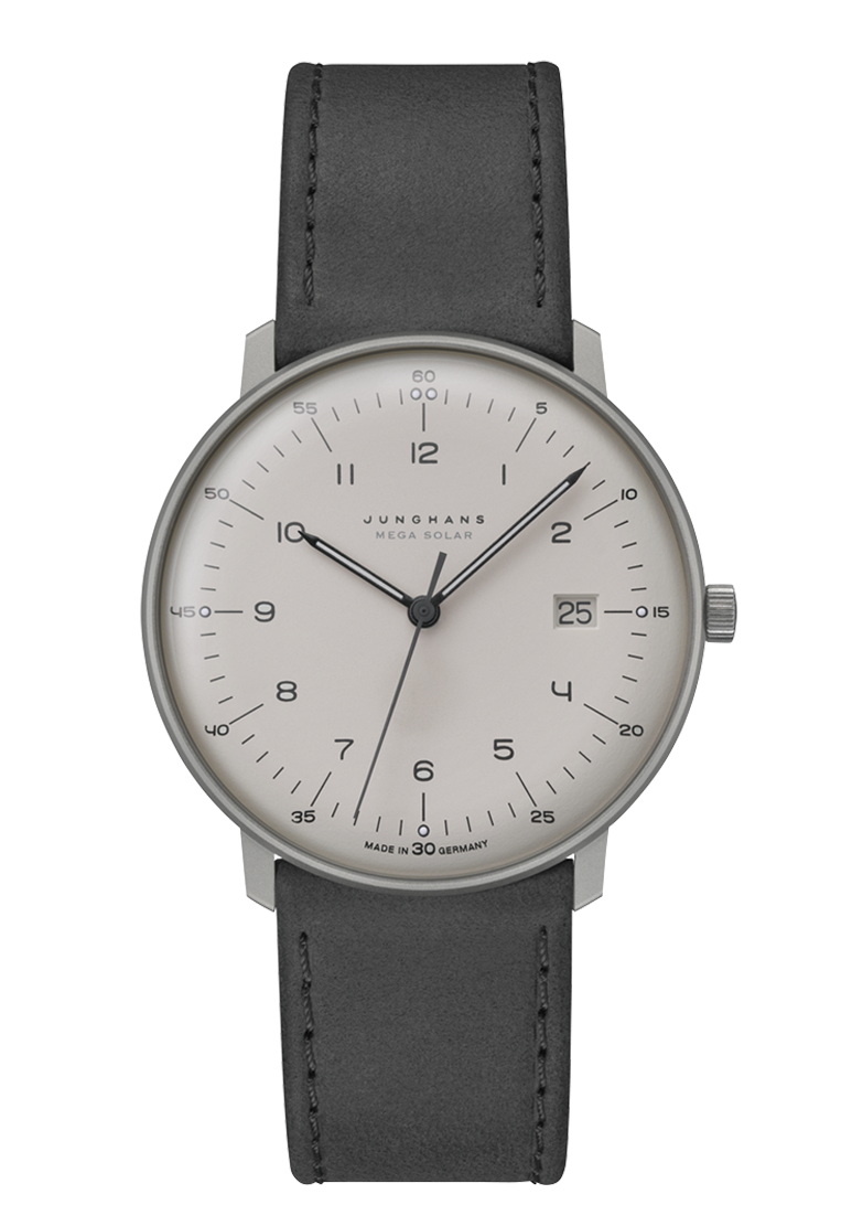Max Bill Mega Solar Gray Dial / Gray Leather Strap Gray Dial