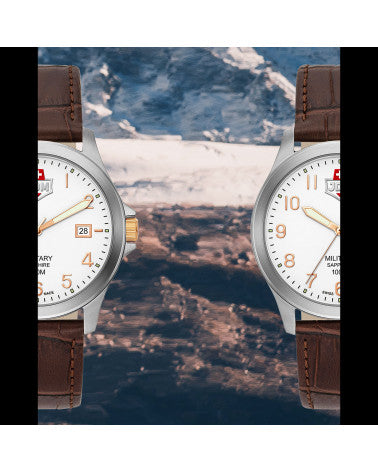 Alpha I White dial, brown leather White Dial