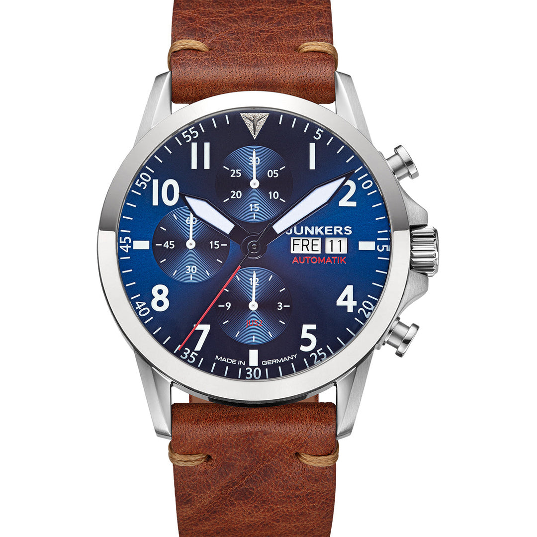 JU 52 Aviator Leather / Blue Blue Dial