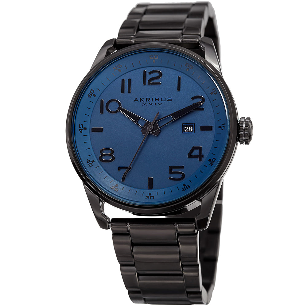 Casual-AK956BU Black/Stainless Steel | Blue Dial