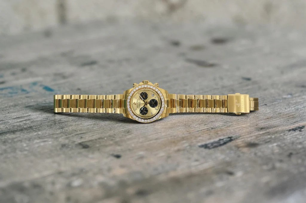 Elite Diamond Black And Gold dial / Silver Stainless Steel Bracelet Gold Dial