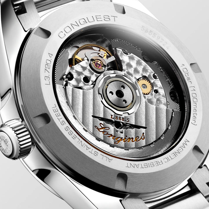 Conquest Silver/Blue Sunray Blue Dial