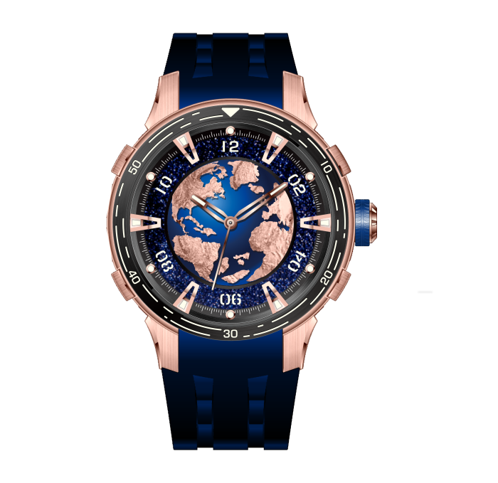 Celestial Dark Blue Dial Dark Blue Rubber Strap 40.2mm Dark Blue Dial