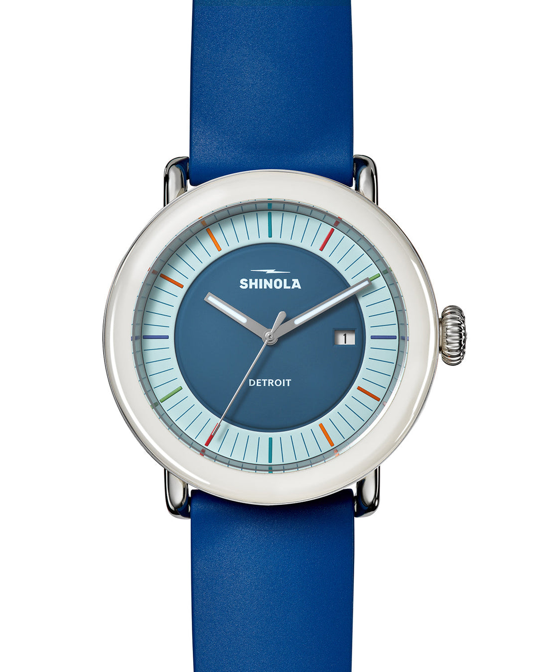 Detrola 3HD 41mm, Blue Rubber Strap Blue Blue Dial