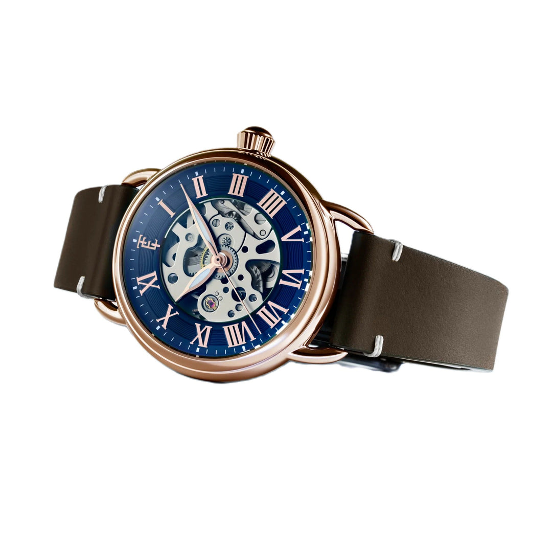 Investigator 40 Azure Blue  / Brown Leather Strap Blue Dial