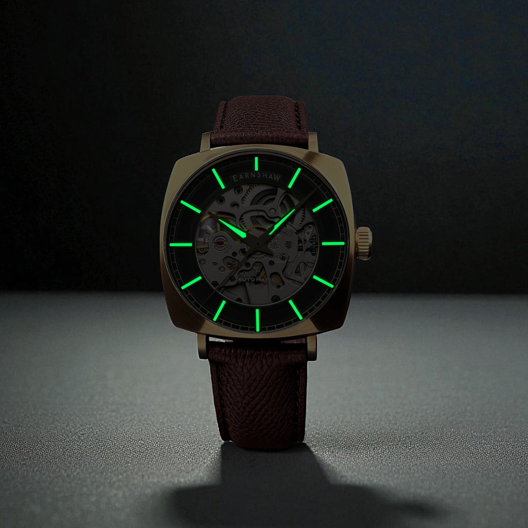 City Of London Moorgate Skeleton Automatic Black / Genuine Leather Strap | Black