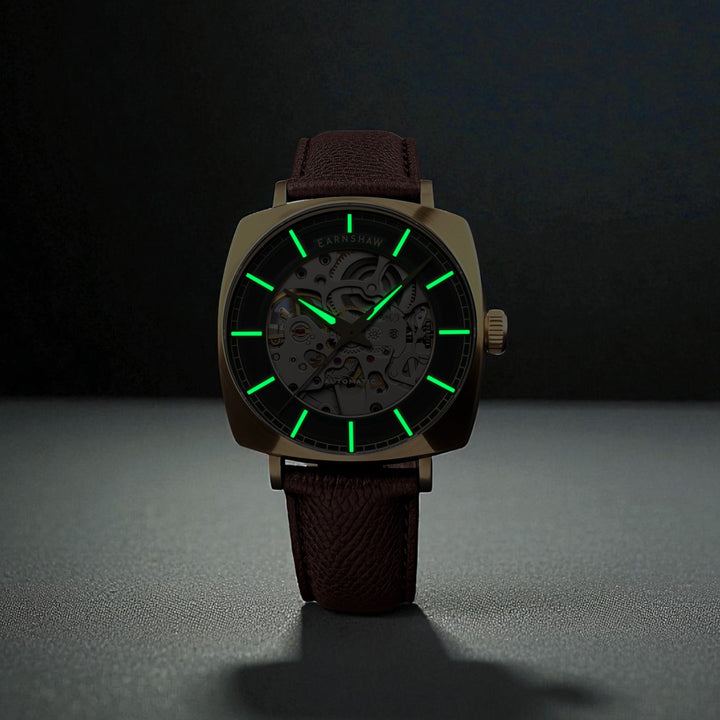 City Of London Moorgate Skeleton Automatic Black / Genuine Leather Strap | Black