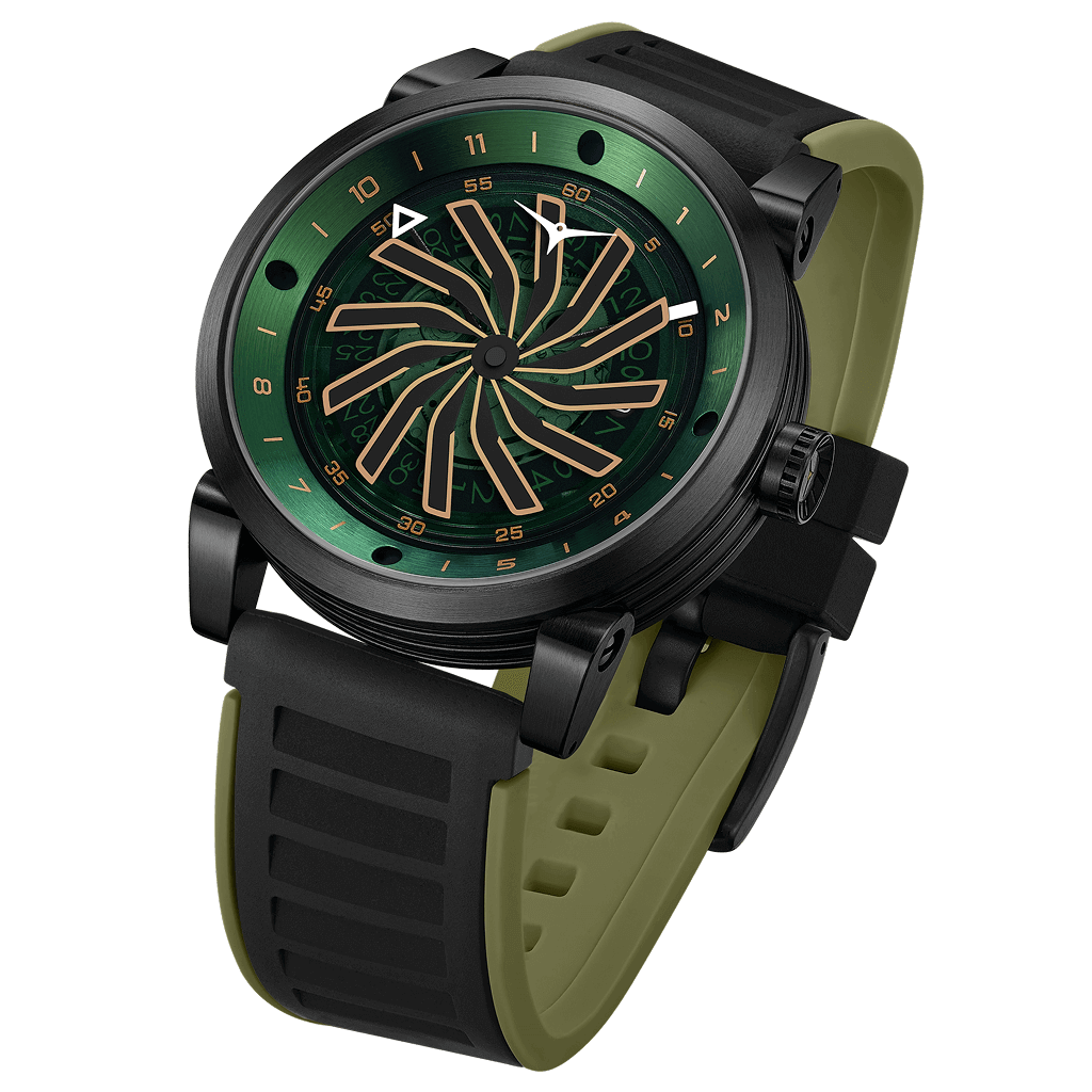 Blade Rogue Stainless Steel Black Plated Green Dial