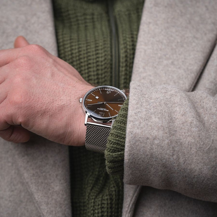Stuttgart III Big Stuttgart III Big Brown Dial / Stainless Steel Mesh Bracelet B